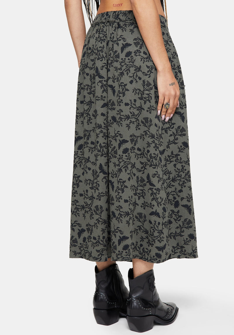 Morgana Button Up Midi Skirt - Green