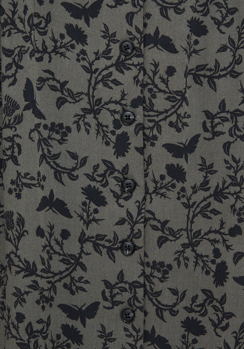 Morgana Button Up Midi Skirt - Green