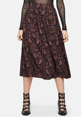 Annabel Inverted Raven Print Button Down Midi Skirt