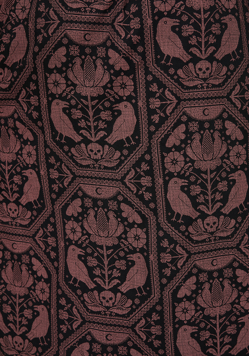 Annabel Inverted Raven Print Button Down Midi Skirt