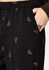 Ruin Fern Brown Embroidery Wide Leg Trouser