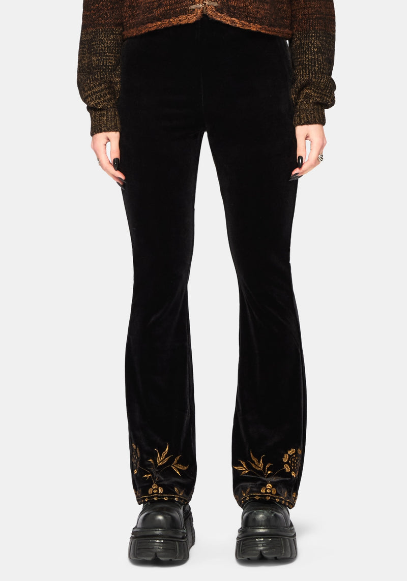 Kobra Velour Embroidered Flare Trouser – Disturbia
