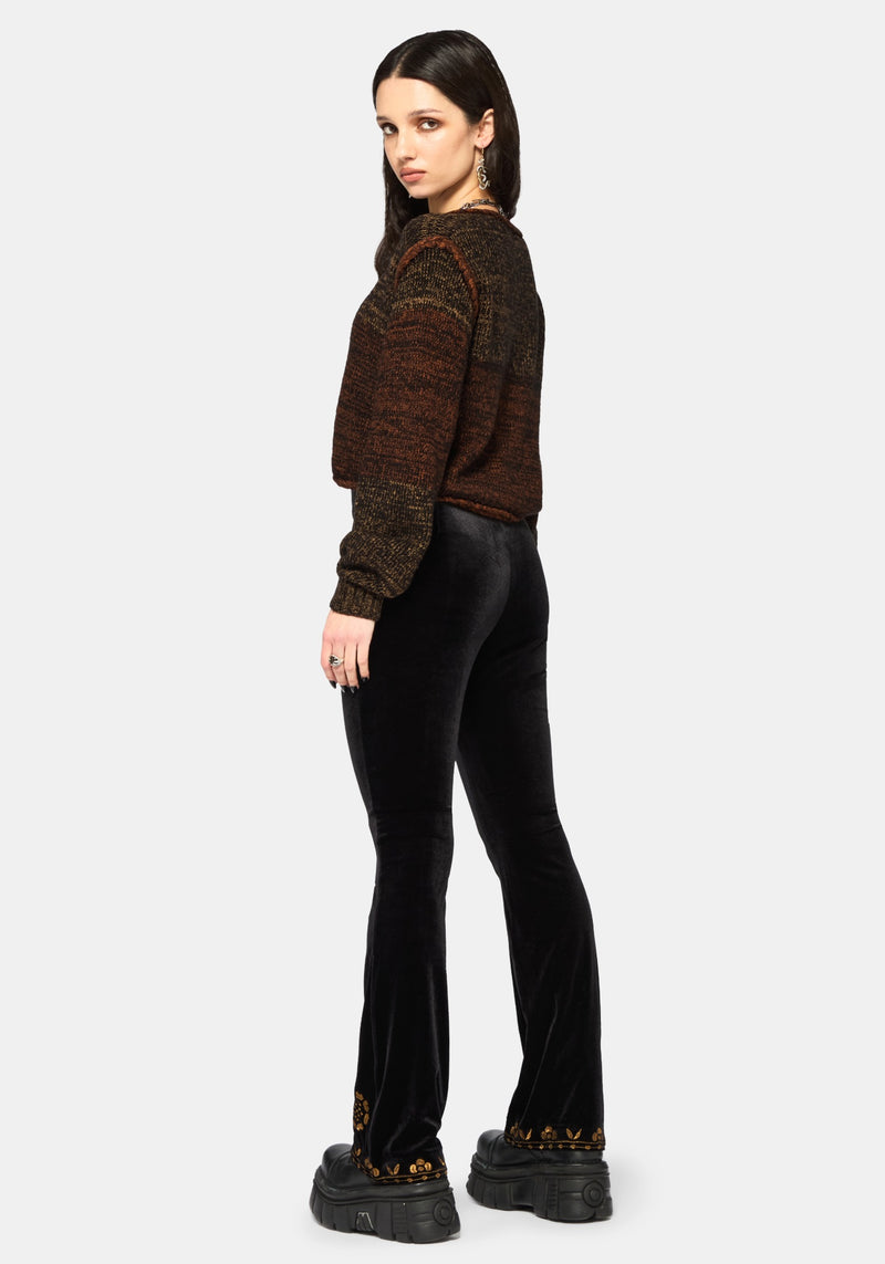 Kobra Velour Embroidered Flare Trouser – Disturbia