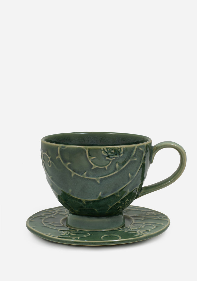 Rosethorn Blumenmuster Geprägt Cup Und Saucer Set