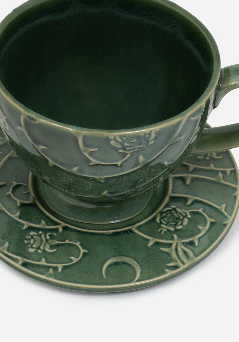 Rosethorn Blumenmuster Geprägt Cup Und Saucer Set