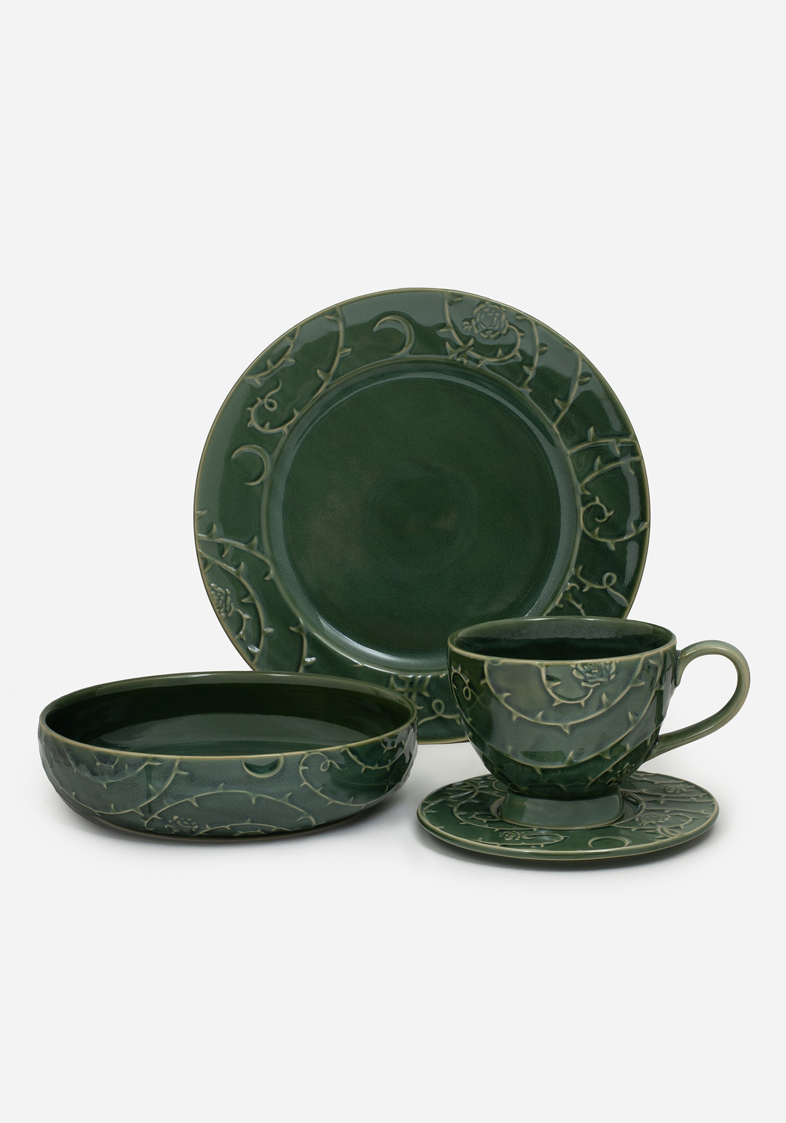 Rosethorn Blumenmuster Geprägt Cup Und Saucer Set