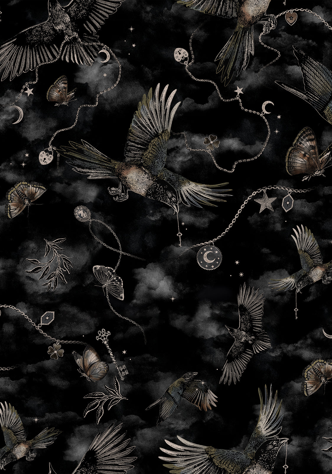 Crimson Magpie Und Motte Druck Knopf Hoch Midi Rock