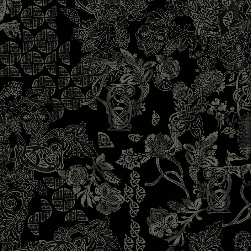 Surge Celtic Print Ruffle Neck Midi Dress