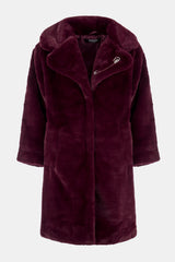 Creature Oversize Pelz Mantel - Plum
