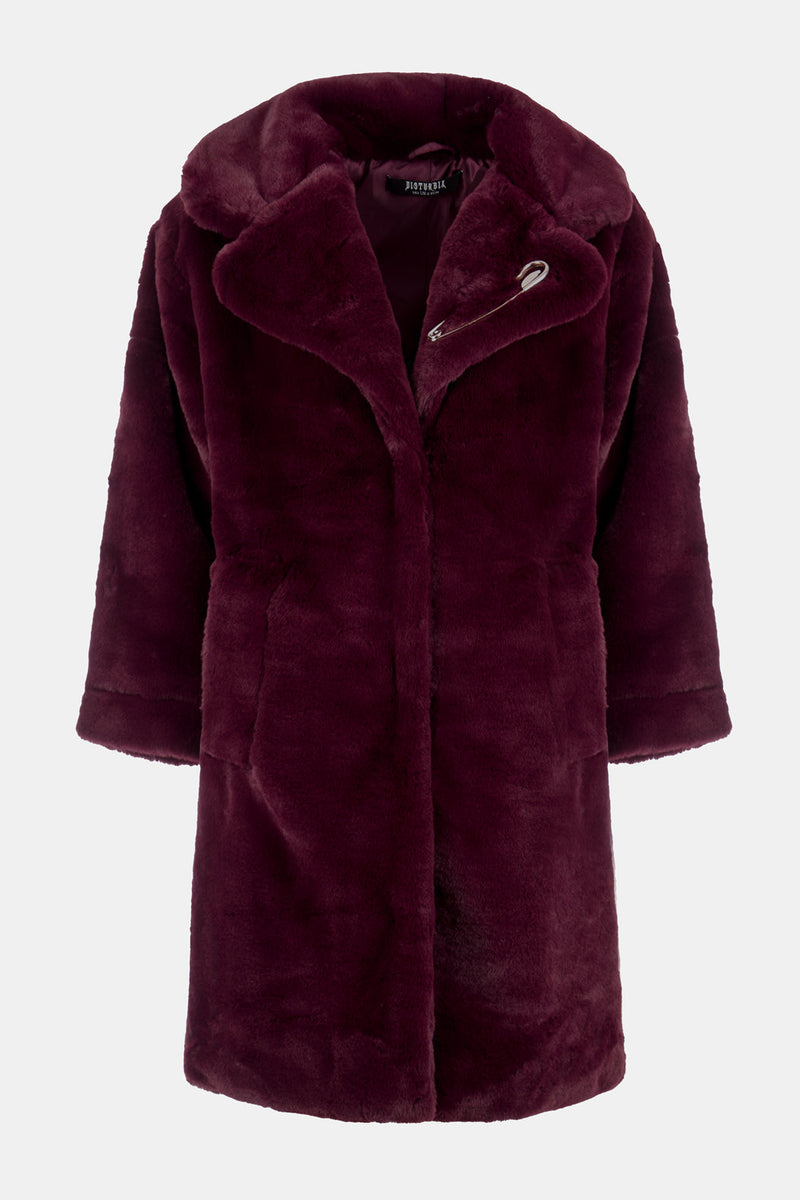 Creature Oversize Pelz Mantel - Plum