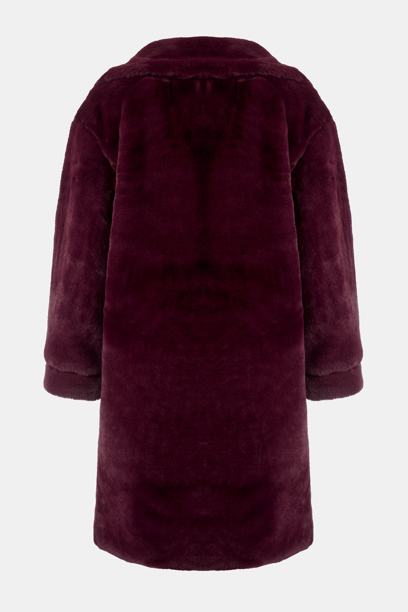 Creature Oversize Pelz Mantel - Plum
