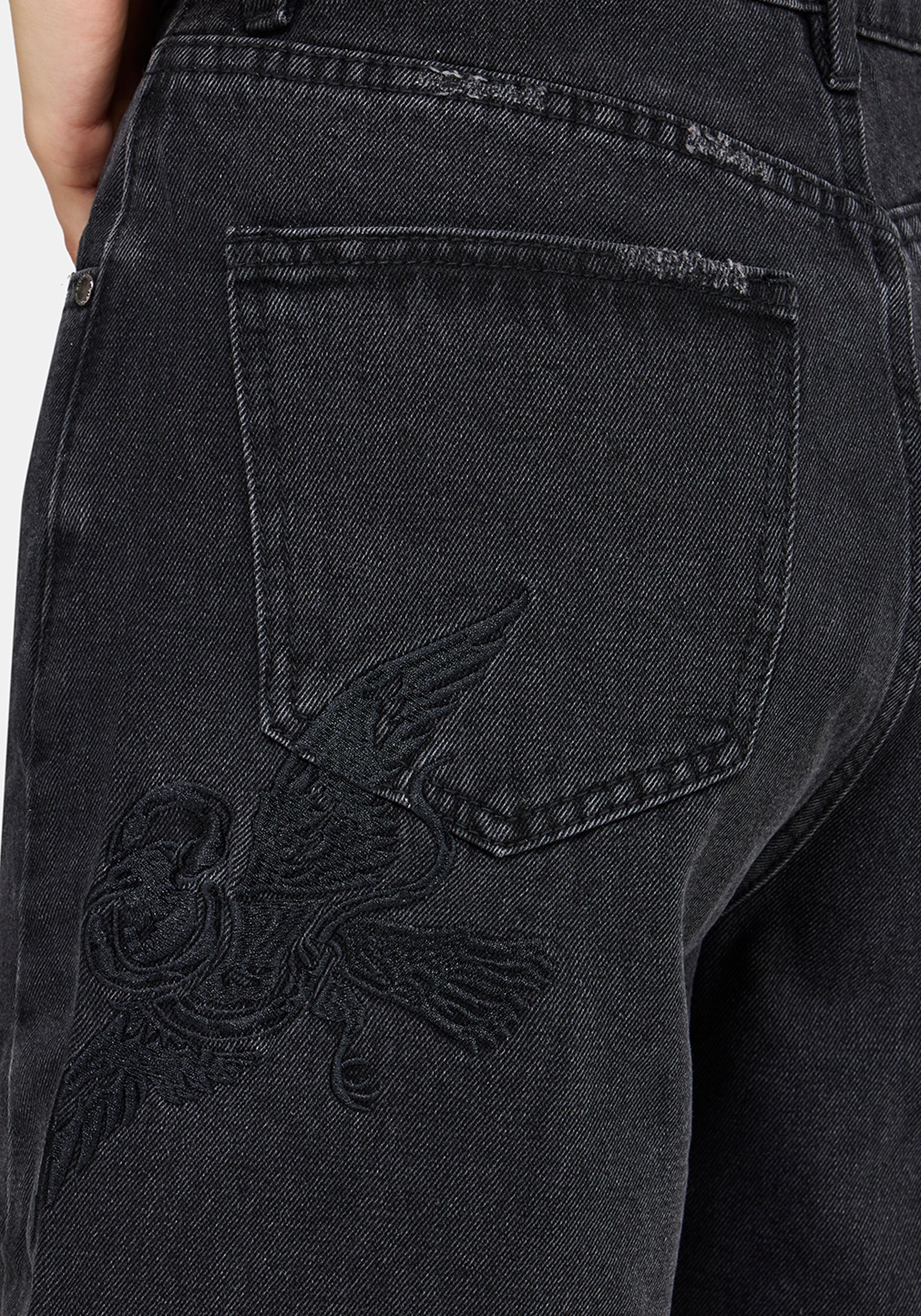 Selin Embroidered Longline Denim Short