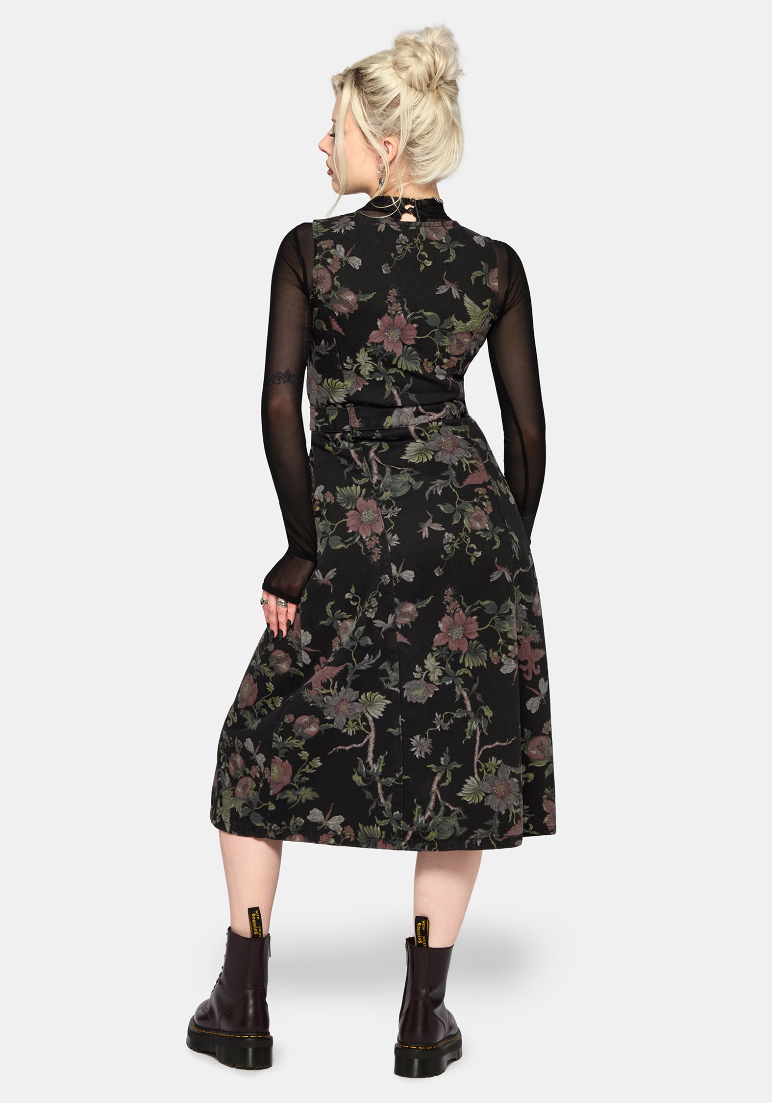 Poison Eden Druck Denim Midi Kleid