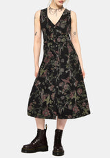 Poison Eden Druck Denim Midi Kleid