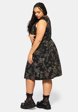 Poison Eden Druck Denim Midi Kleid