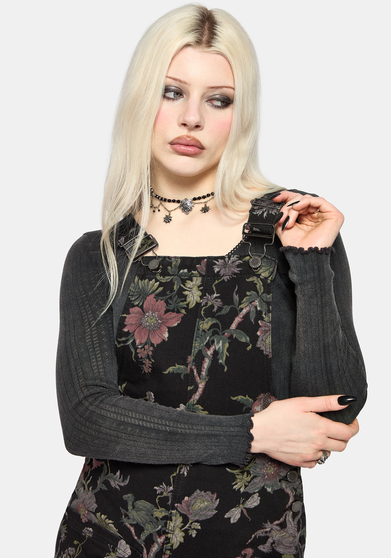 Poison Eden Print Denim Dungaree Short EU 34