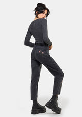 Rosanella Embroidered Denim Mom Jean