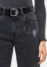 Rosanella Embroidered Denim Mom Jean