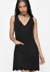 Ayr Broderie Denim Schürzenkleid Kleid