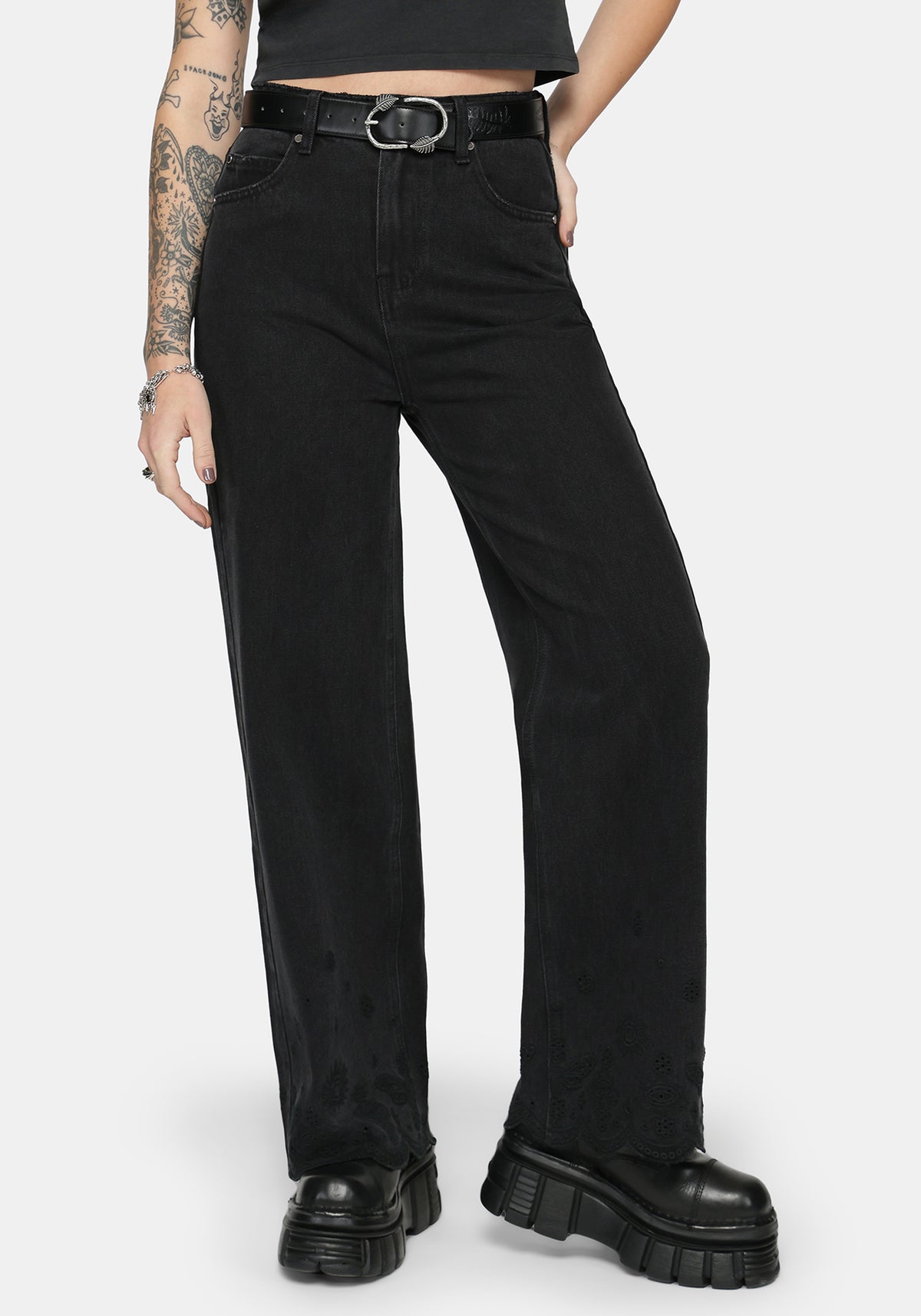 Ayr Broderie Gerade Bein Denim Jean