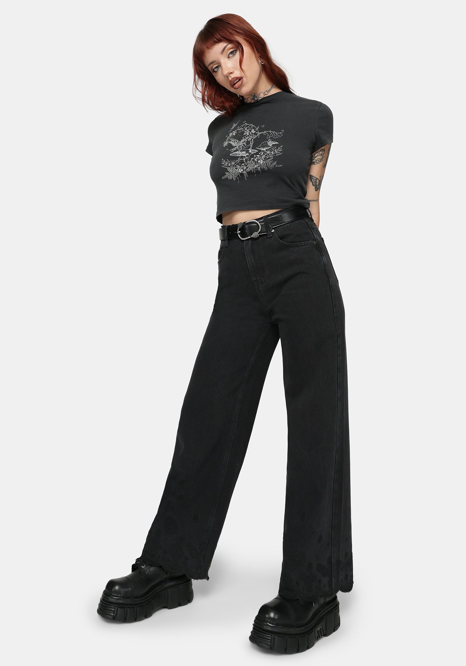 Ayr Broderie Gerade Bein Denim Jean