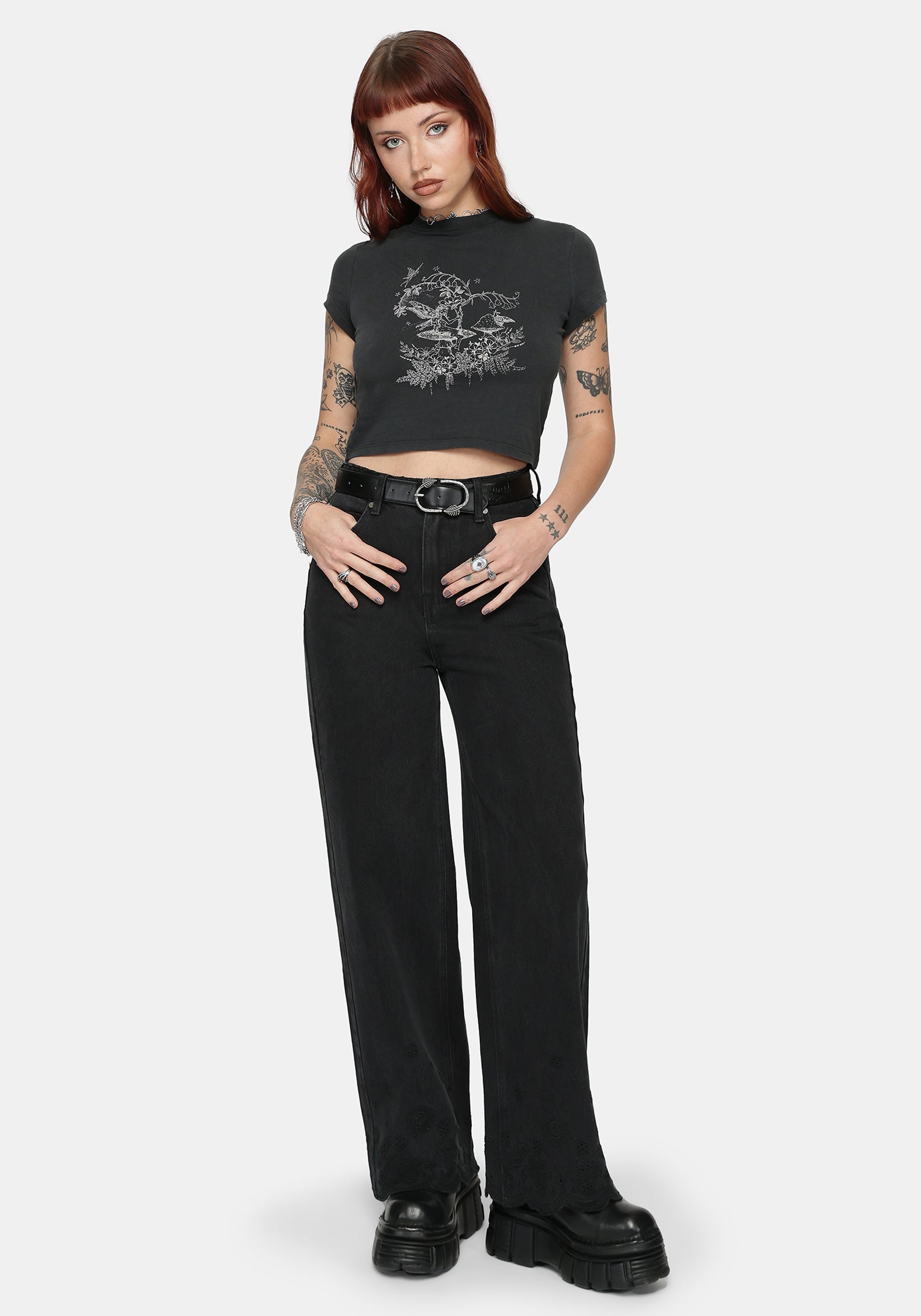 Ayr Broderie Gerade Bein Denim Jean