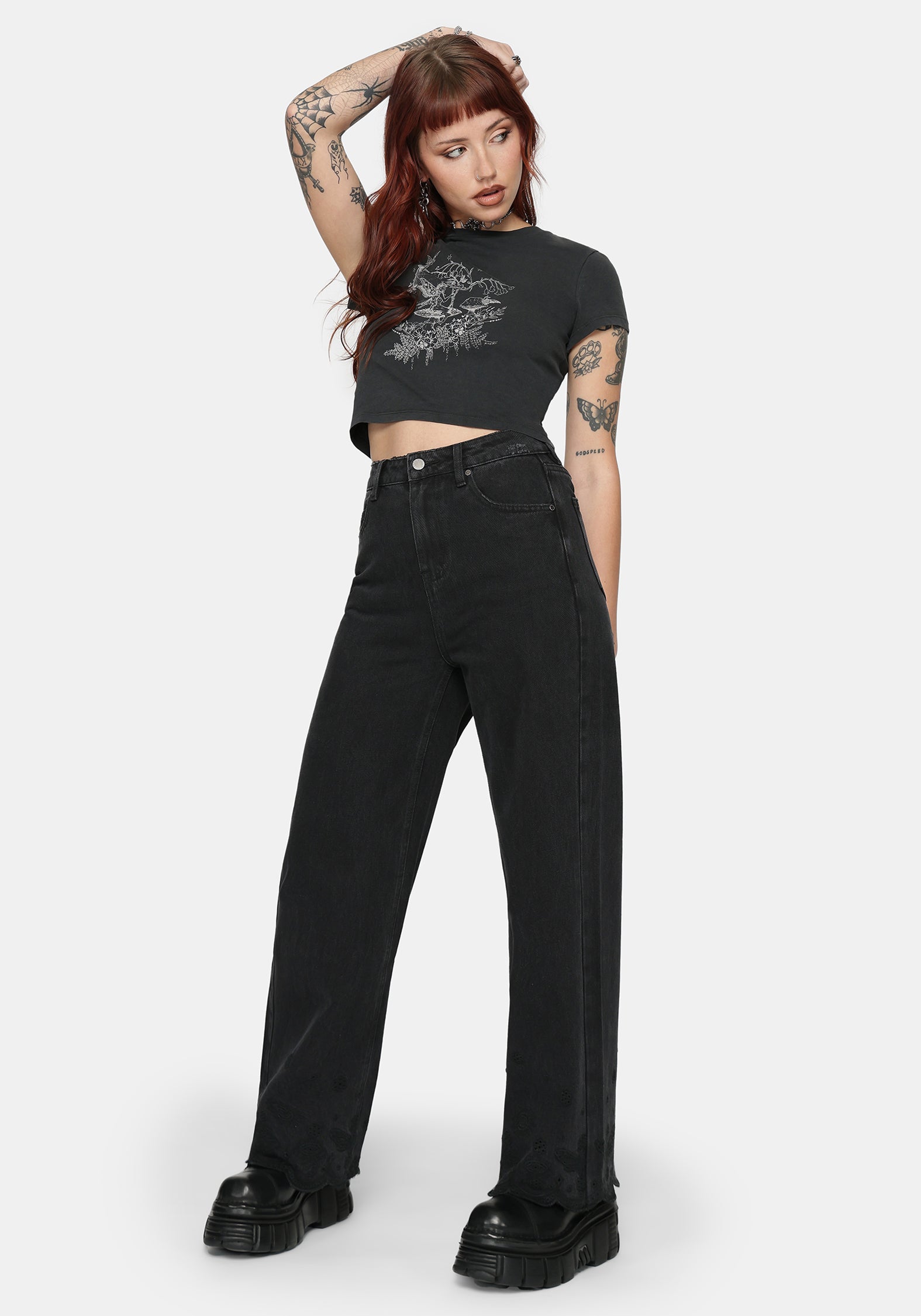 Ayr Broderie Gerade Bein Denim Jean