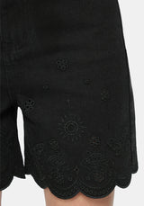 Ayr Broderie Langschnitt Denim Kurz