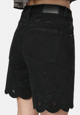 Ayr Broderie Langschnitt Denim Kurz