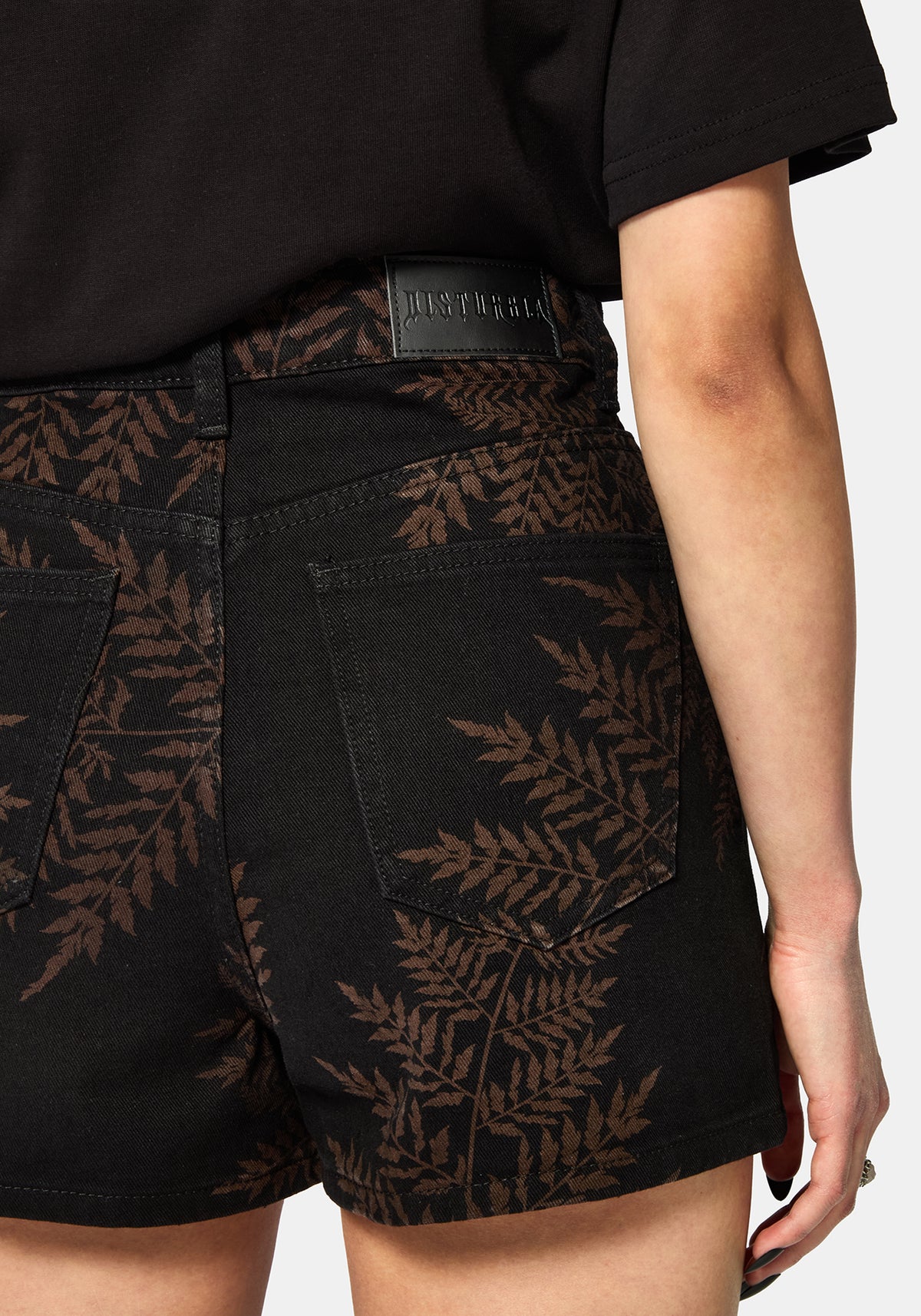 Ruin Farn Bedruckt Denim Kurz