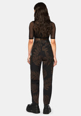 Ruin Fern Printed Barrel Leg Denim Jeans