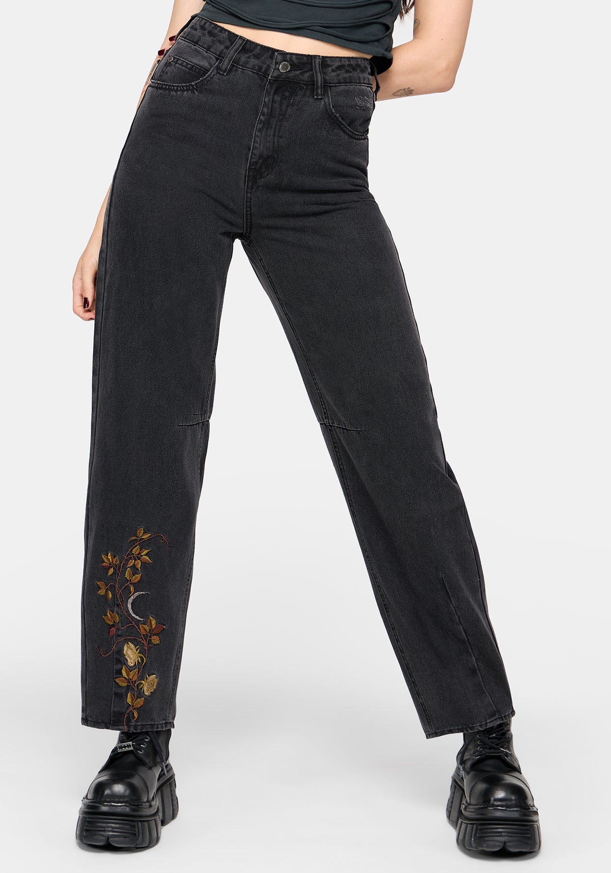 Maleah Bestickt Denim Barrel Jeans