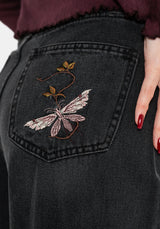 Maleah Embroidered Denim Barrel Jeans