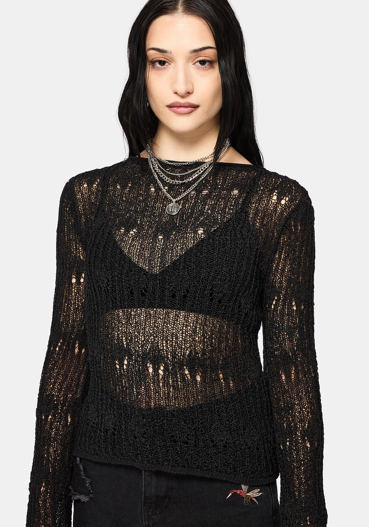 Damien Ladder Knit Top - Black