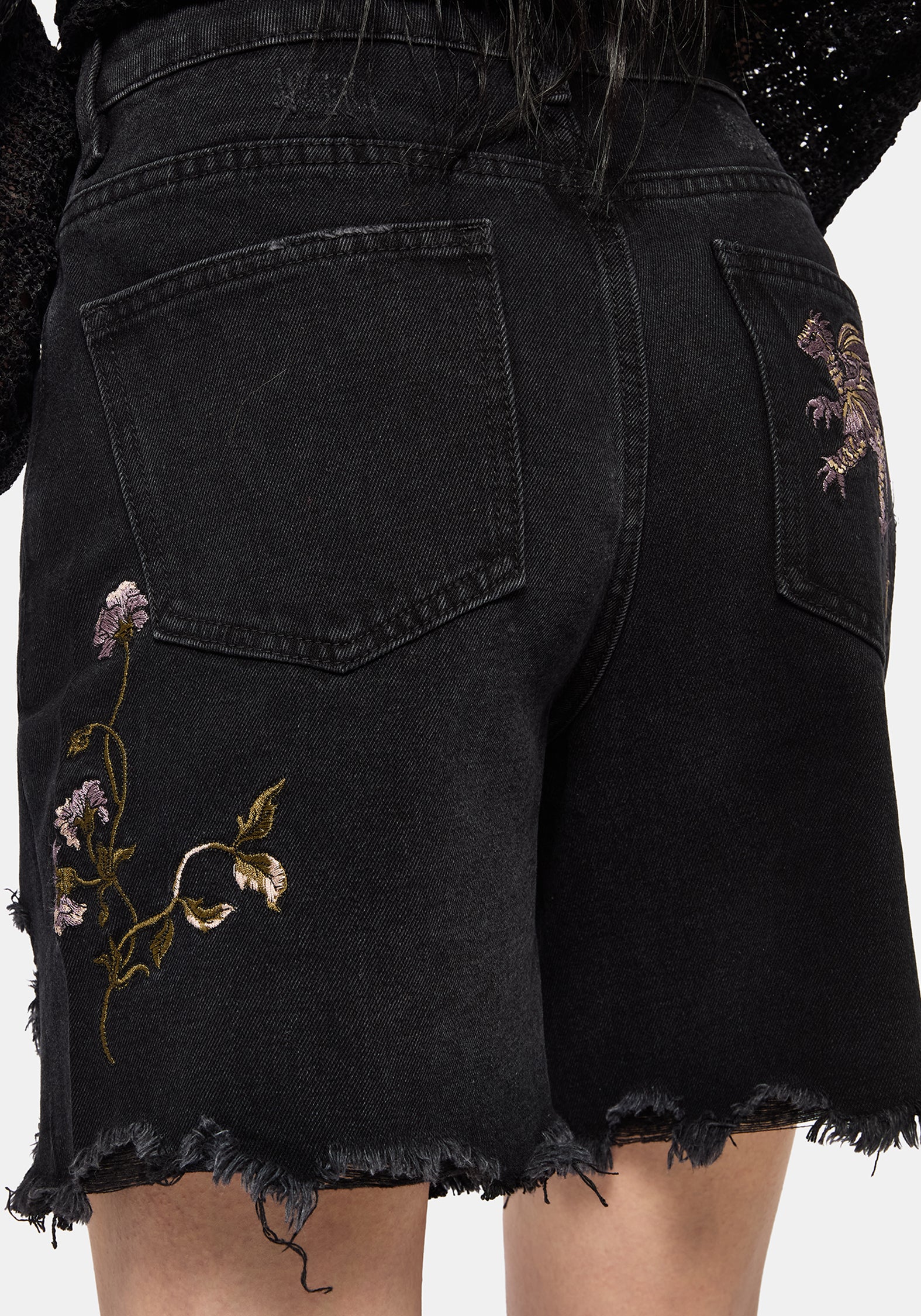 Poison Eden Bestickt Denim Kurz