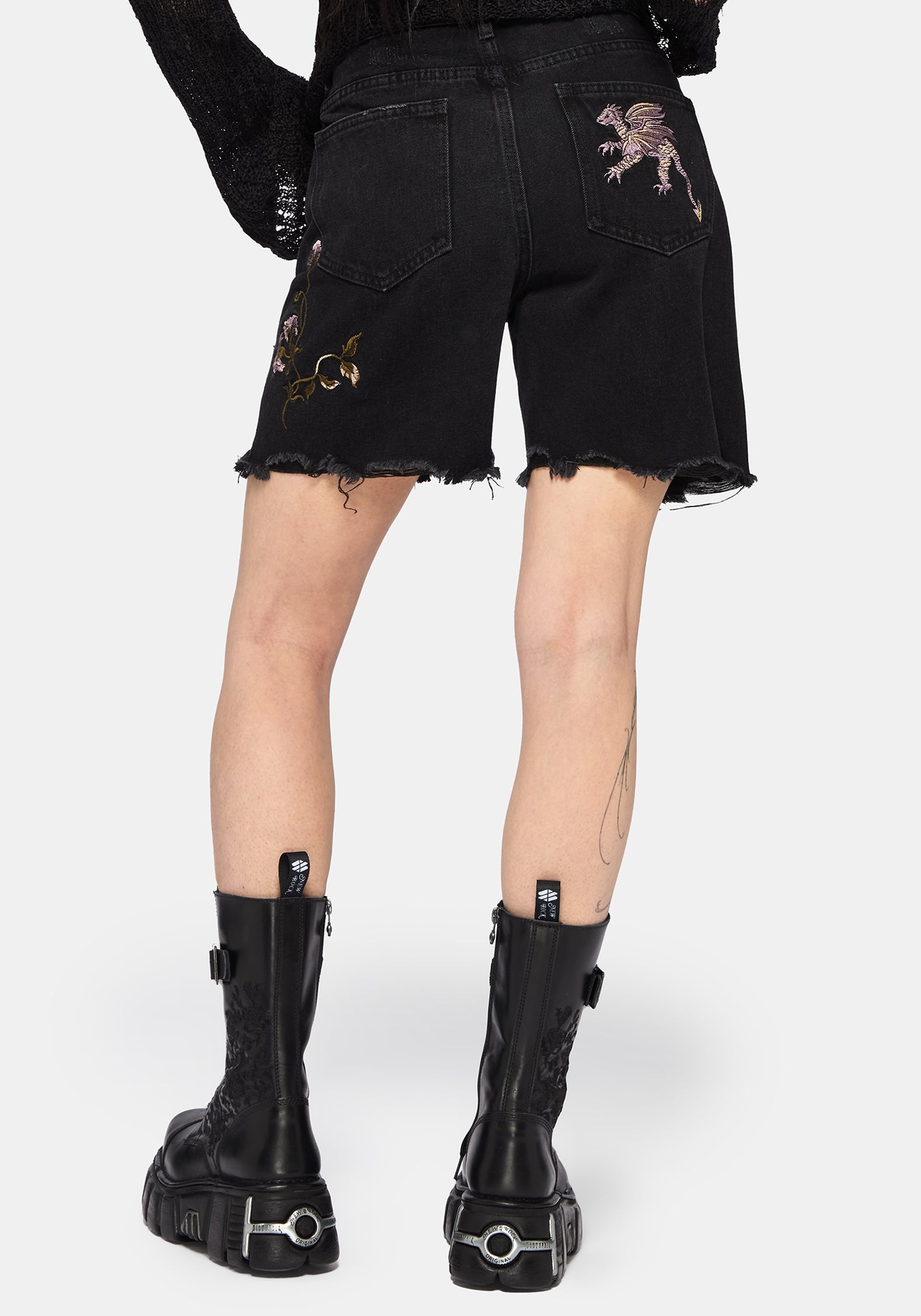 Poison Eden Bestickt Denim Kurz