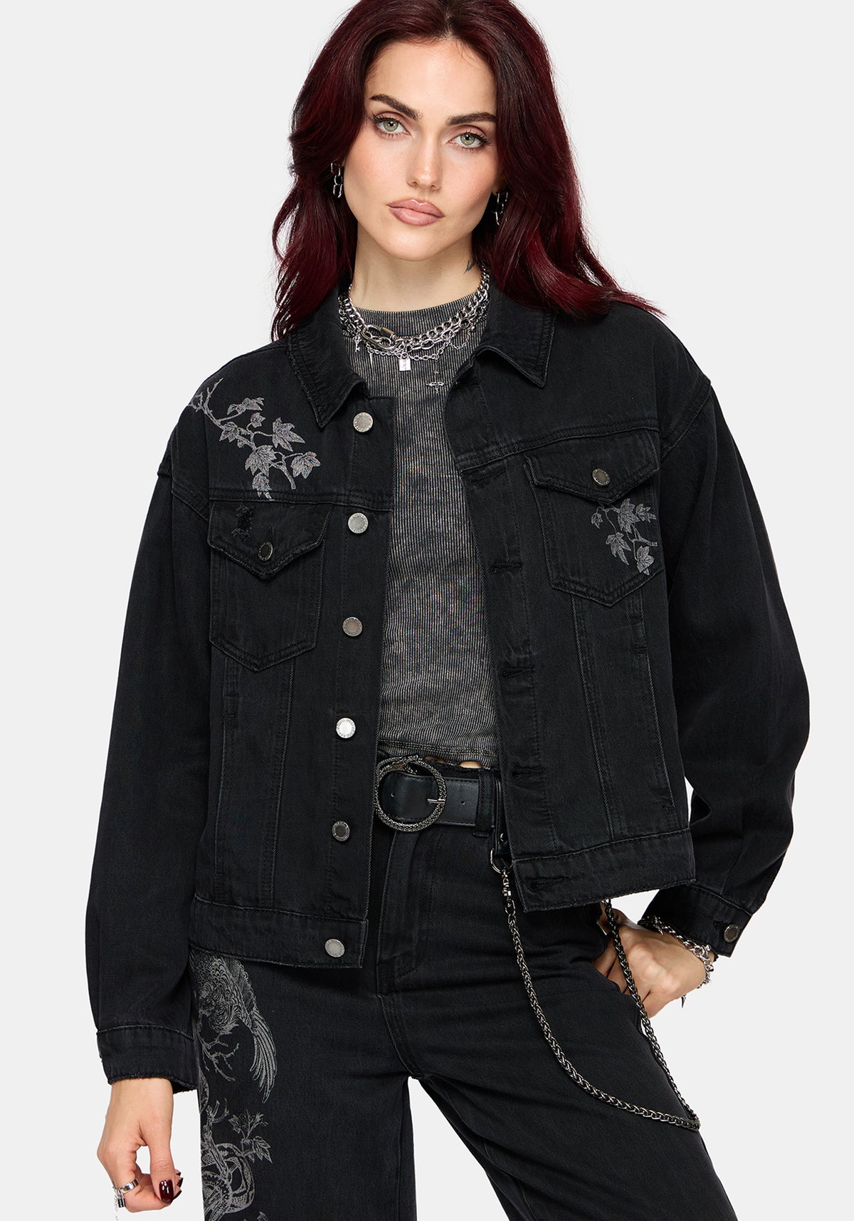 Cleo Phoenix Print Denim Jacket