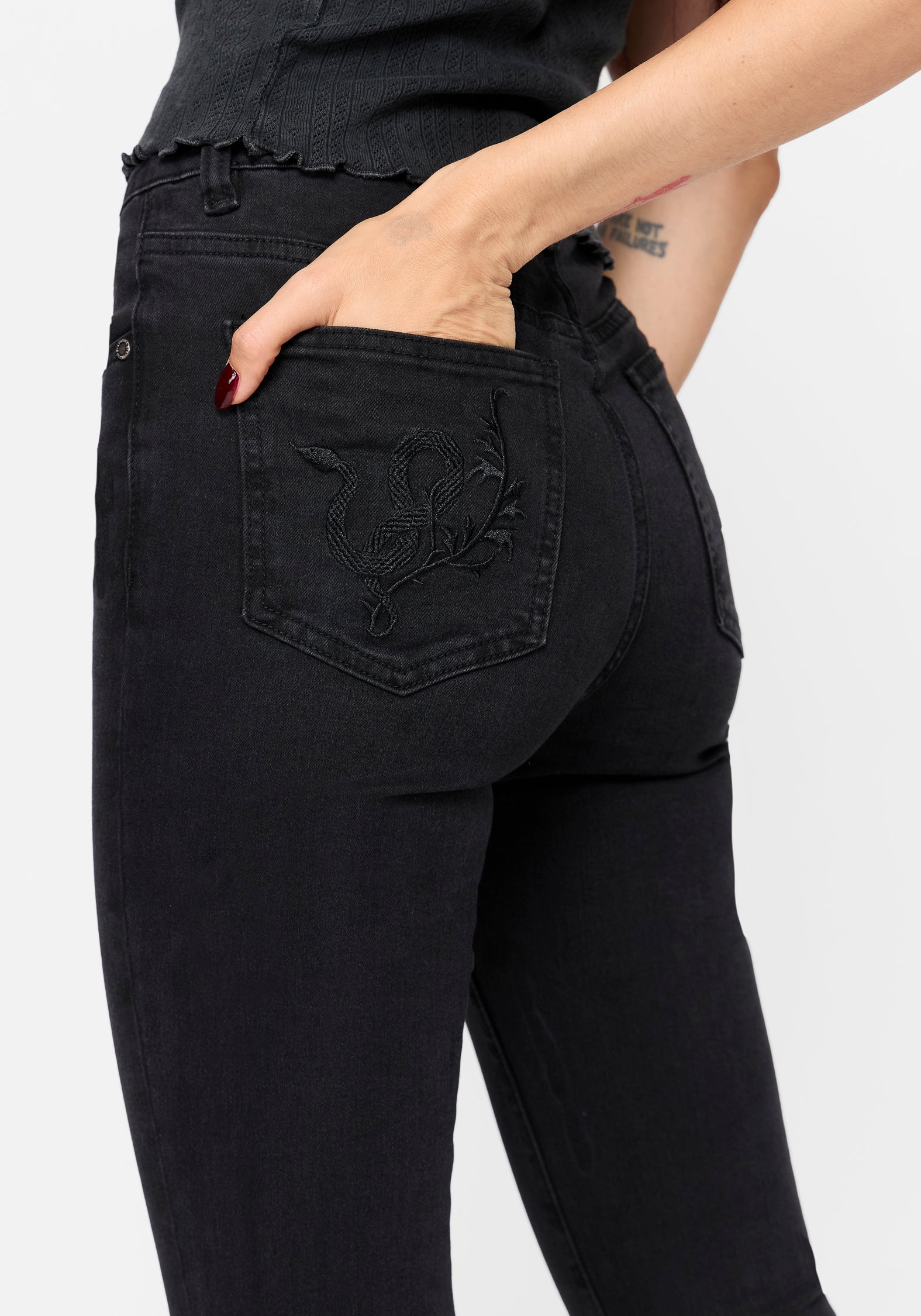Graciela Niedriger Bund Schnürung Kick Ausgestellt Jeans