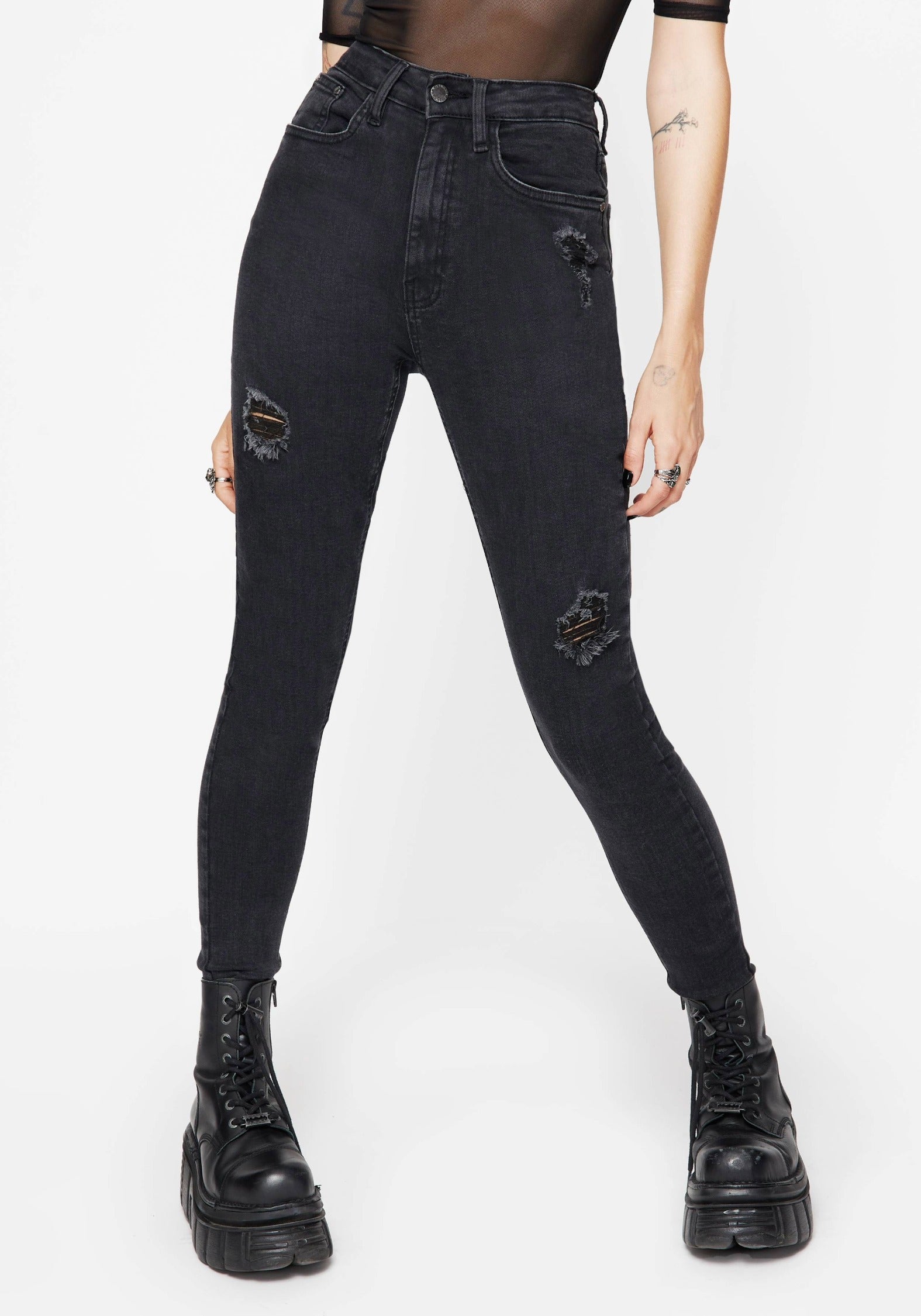 Void Bestickt Tasche Schmal Jeans