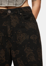 Hexborn Baba Yaga Printed Barrel Leg Denim Jean