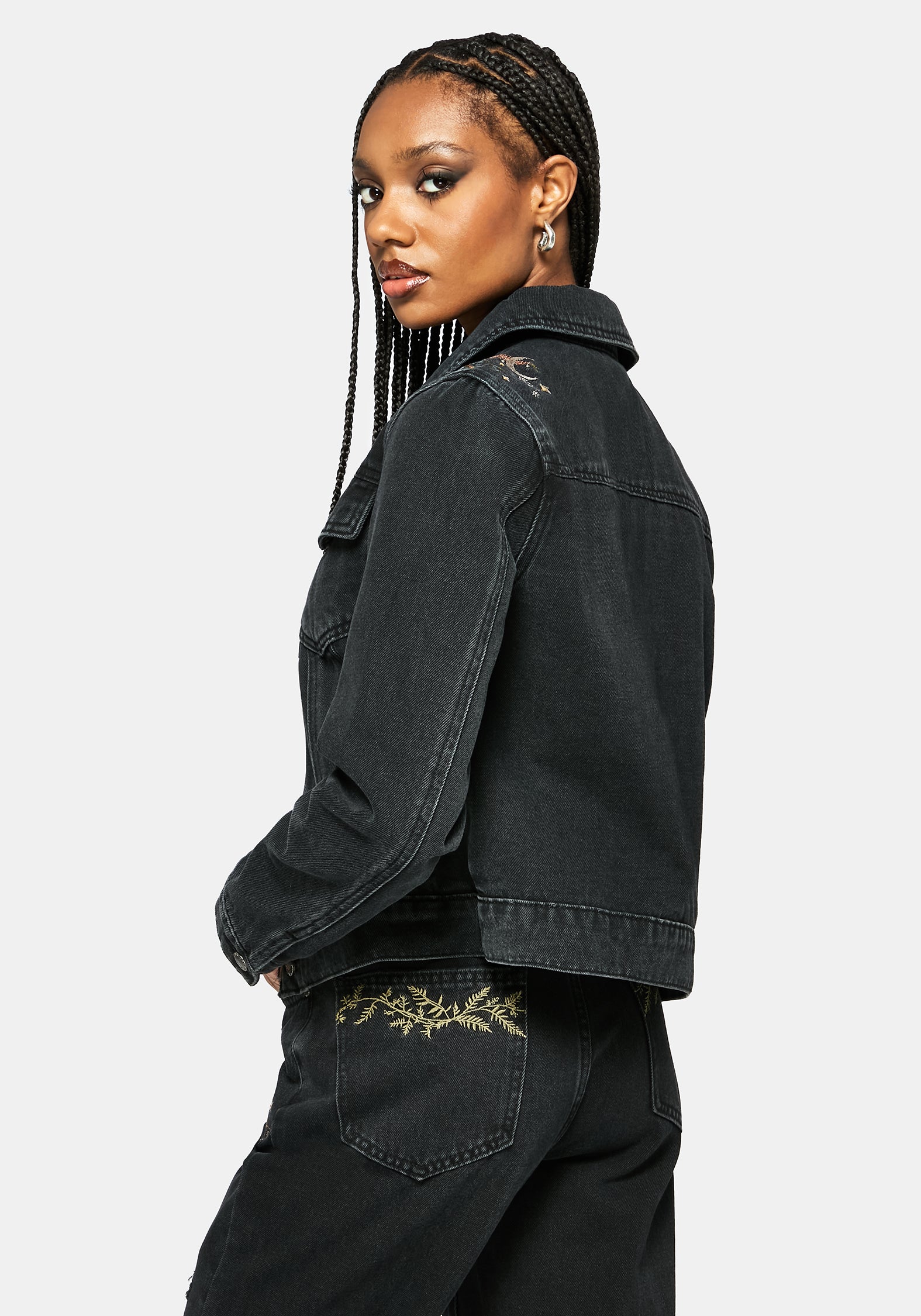 Abellona Bestickt Denim Jacke