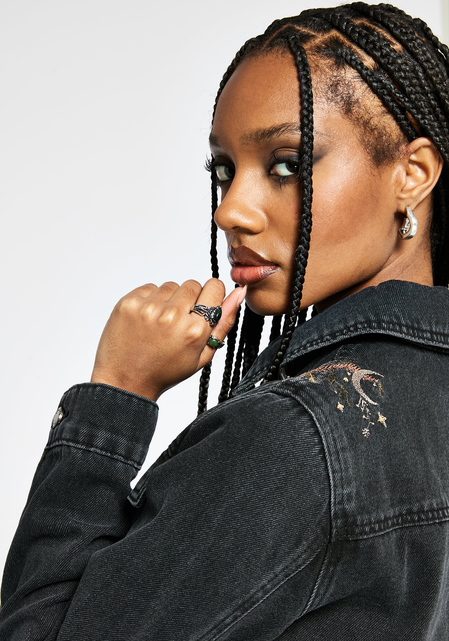 Abellona Bestickt Denim Jacke