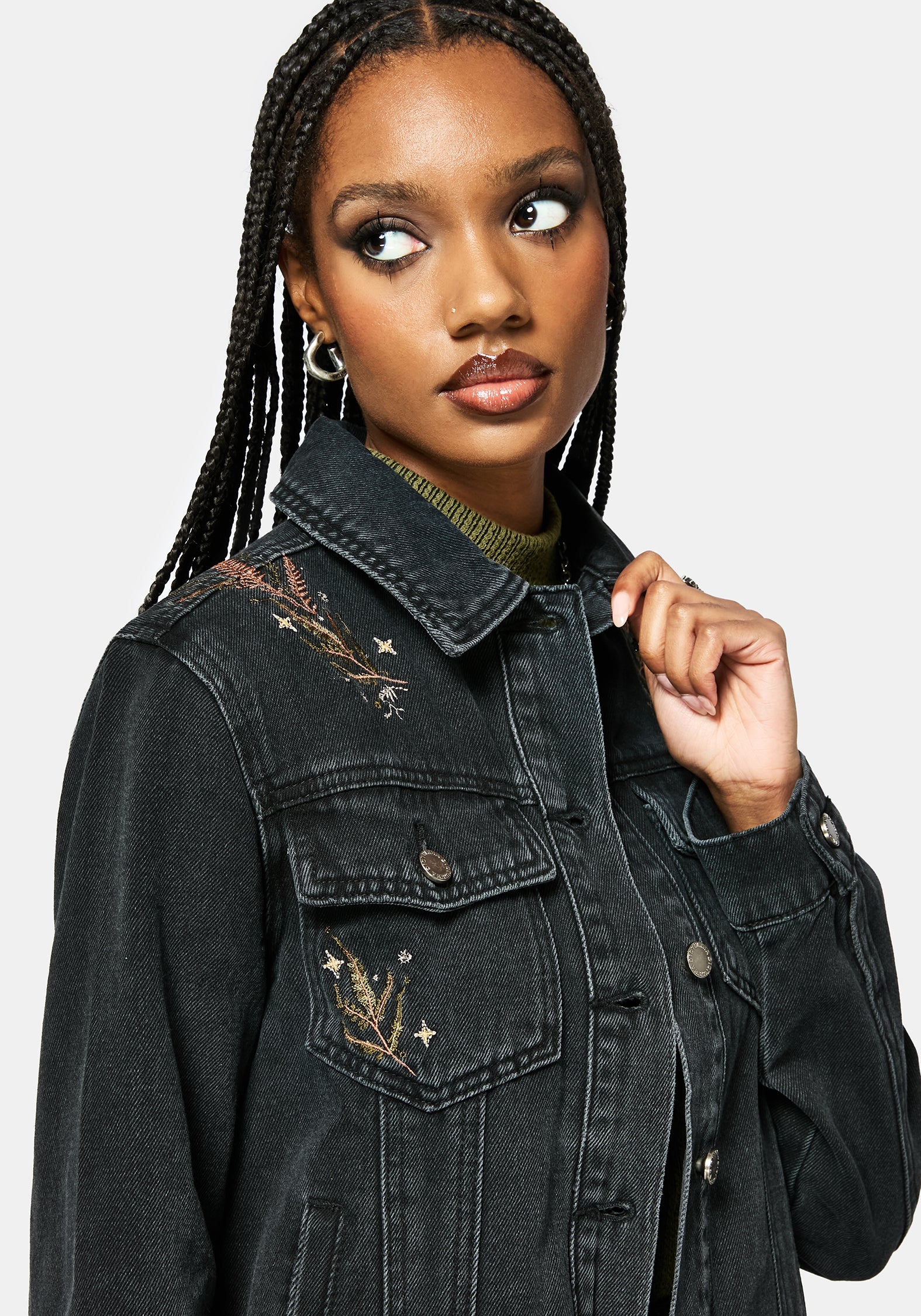 Abellona Bestickt Denim Jacke