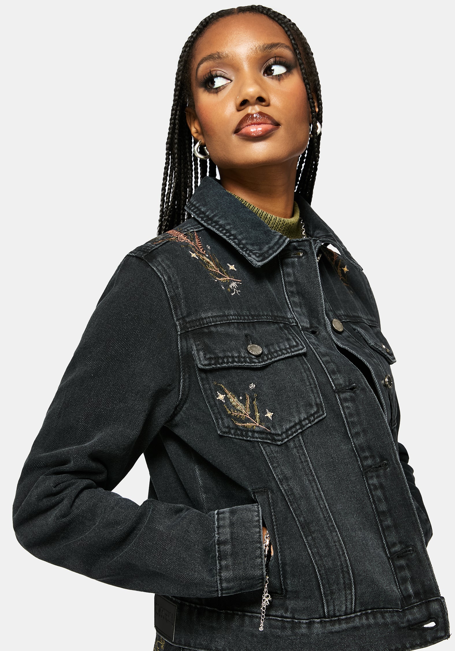 Abellona Bestickt Denim Jacke