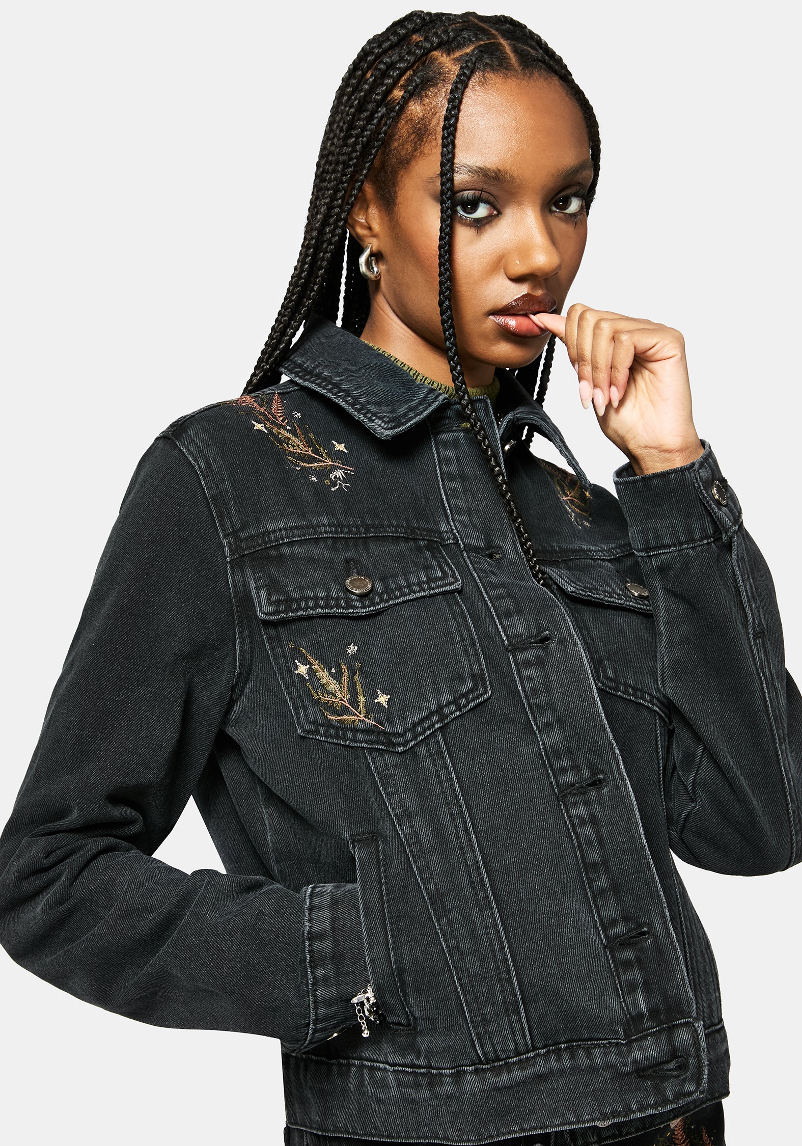 Abellona Bestickt Denim Jacke