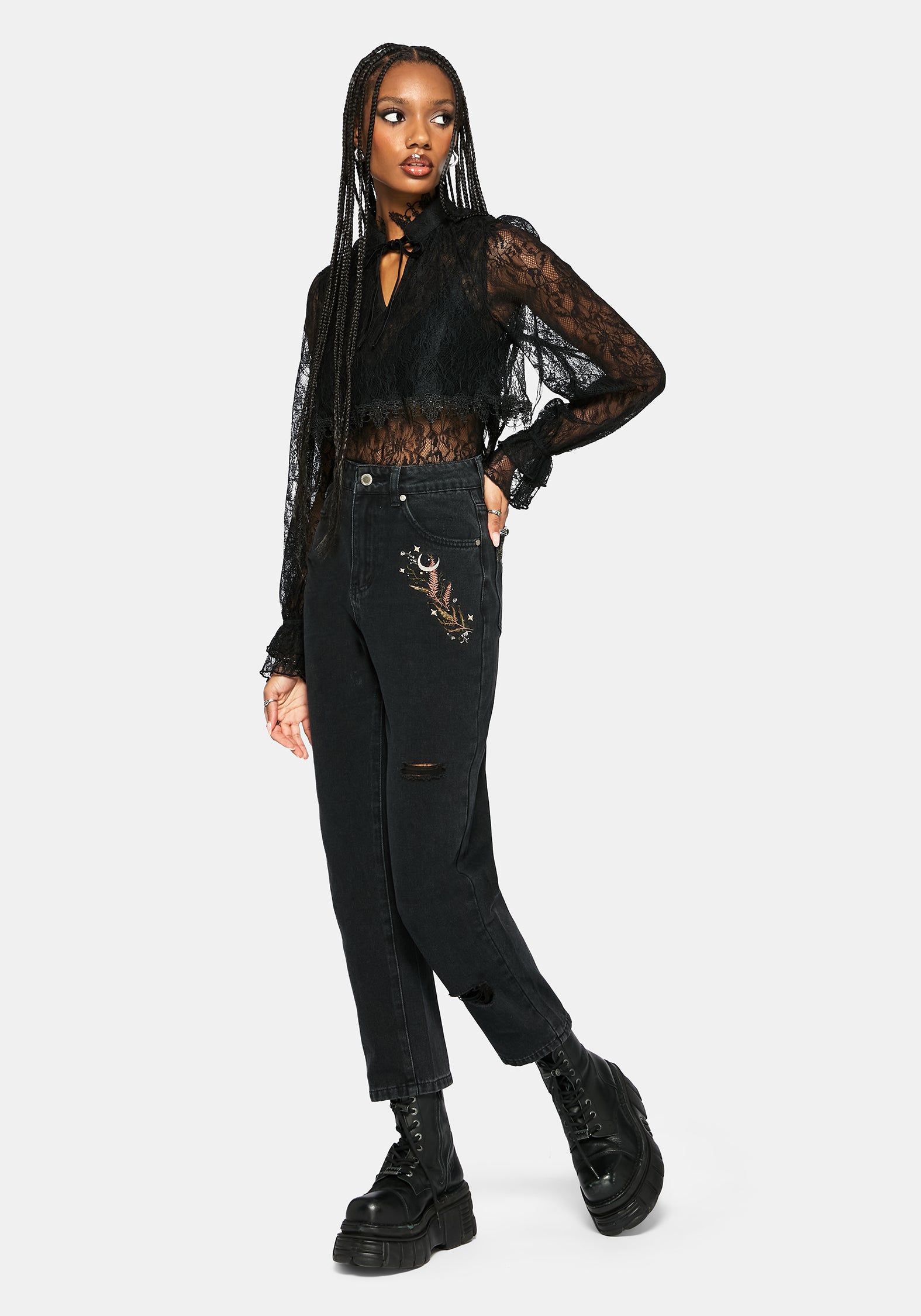 Abellona Bestickt Denim Mom Jean