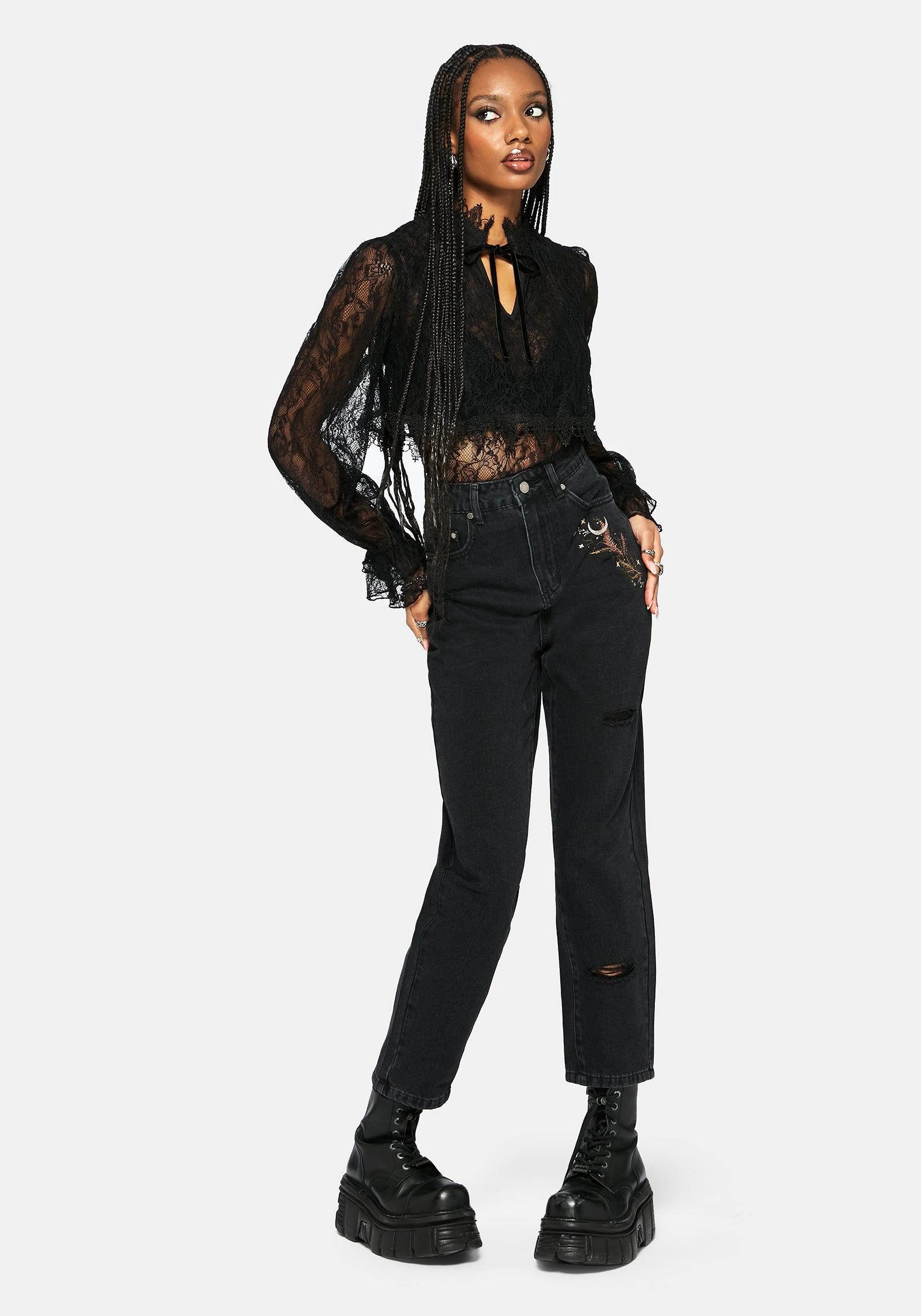 Abellona Bestickt Denim Mom Jean