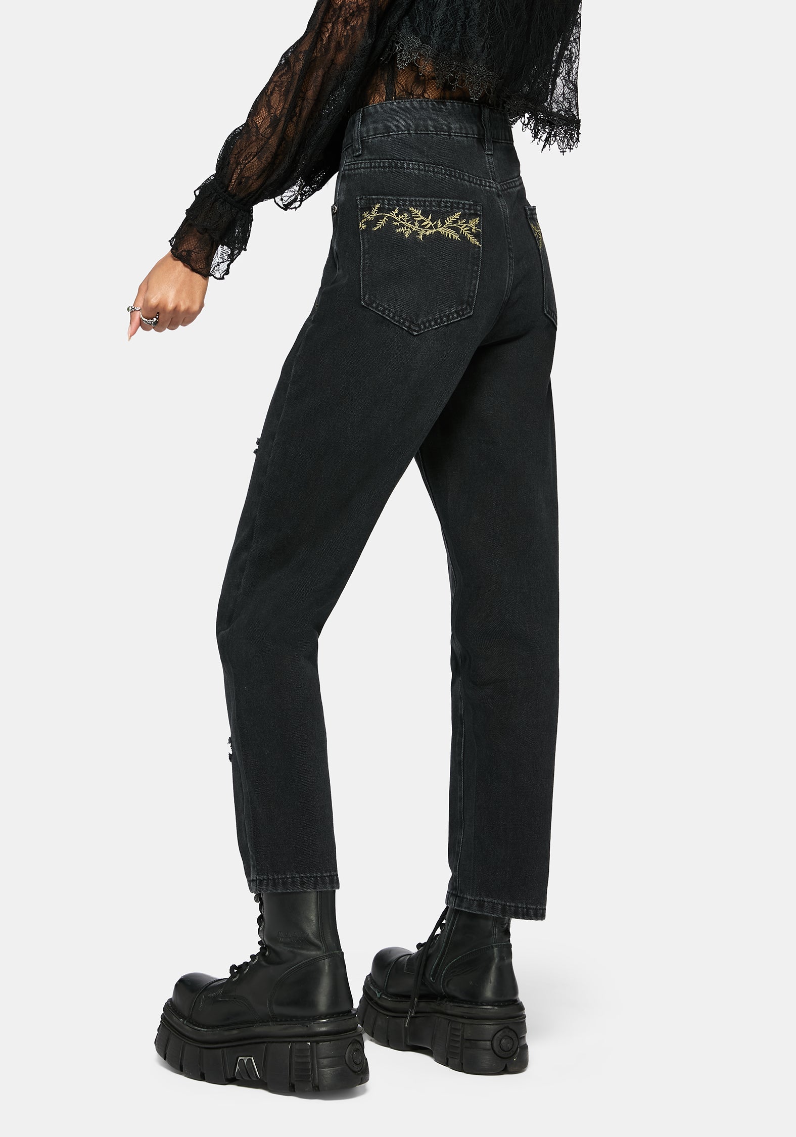 Abellona Bestickt Denim Mom Jean