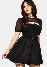 Miranda Puff Sleeve Lace Up Mini Dress