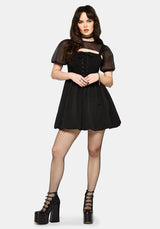 Miranda Puff Sleeve Lace Up Mini Dress